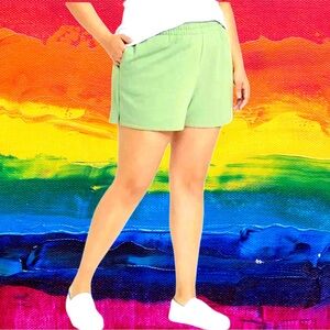 Ava & Viv Women’s plus-size Sage Green High-Waist Fleece Shorts❤️❤️2X/3X